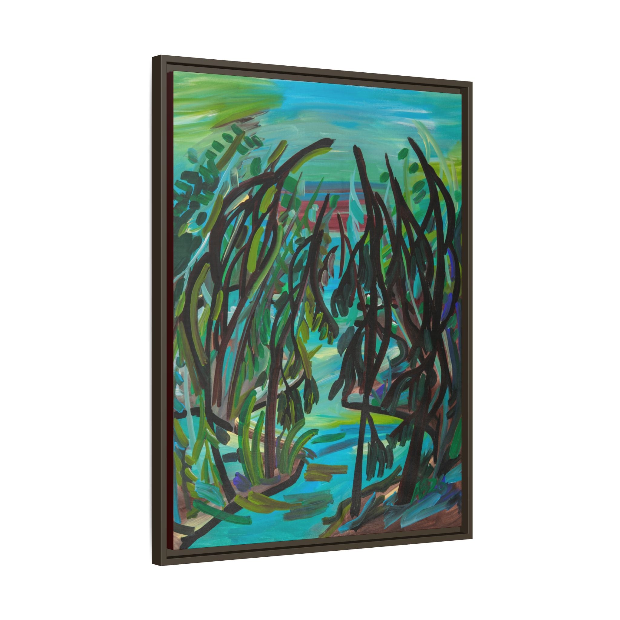 Abstract Forest Path Matte Canvas Framed Wall Art