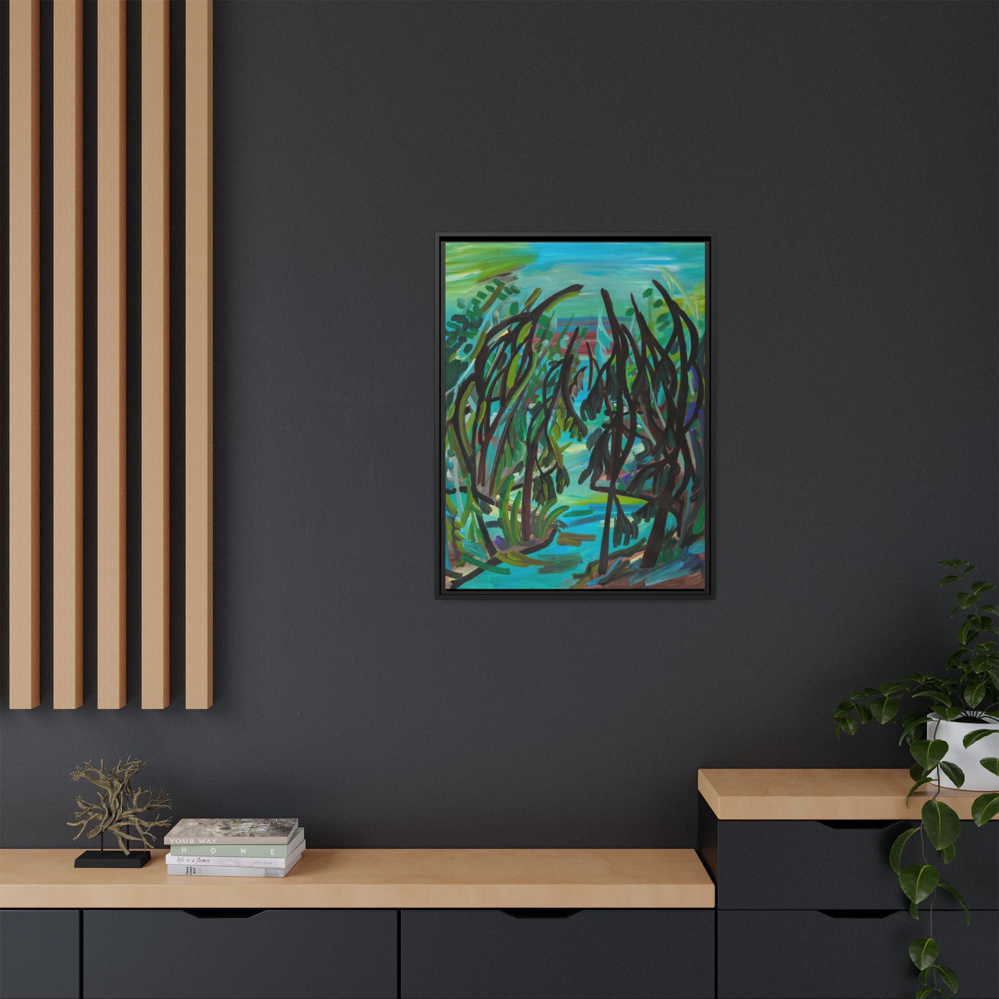 Abstract Forest Path Matte Canvas Framed Wall Art