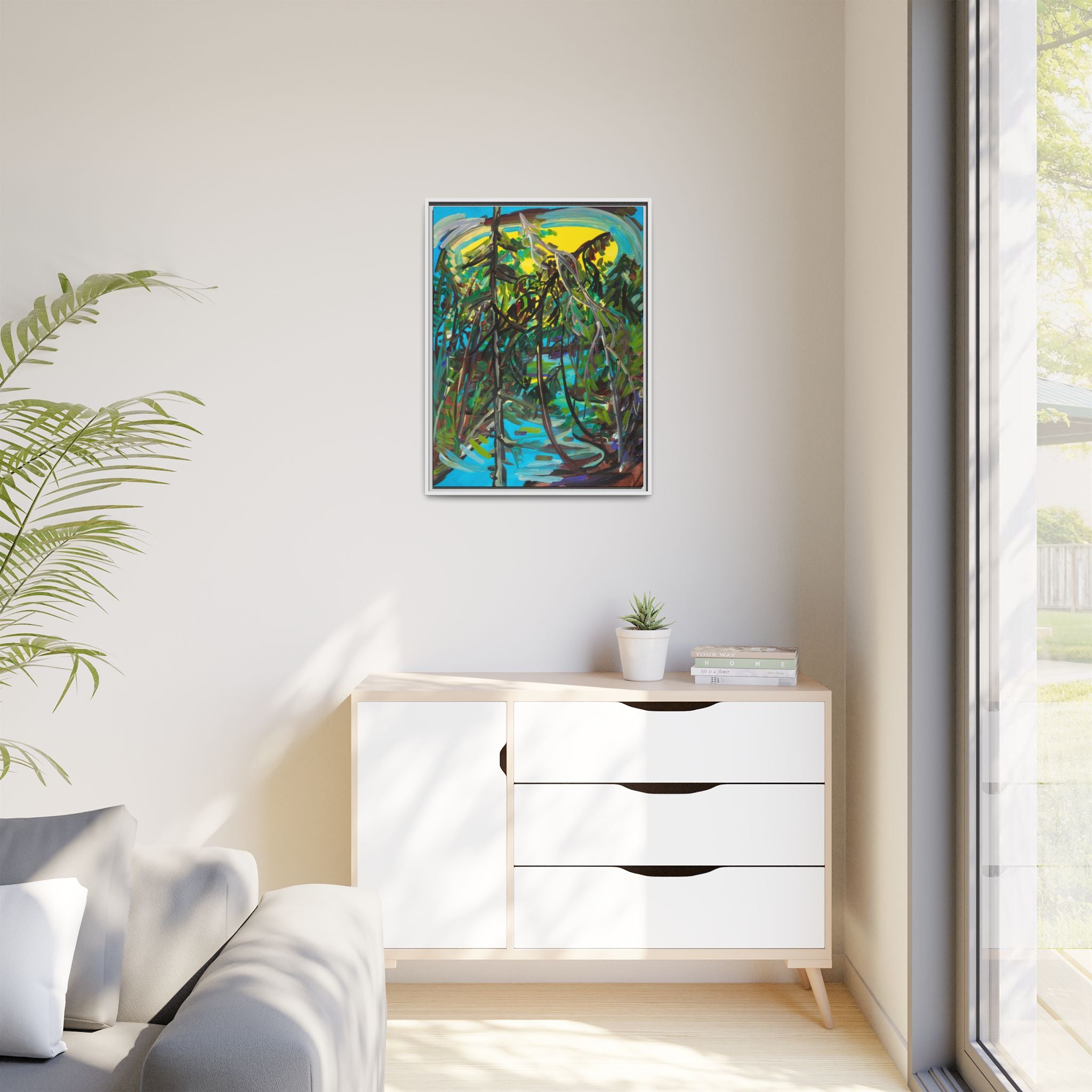 Abstract Tropical Jungle Matte Canvas Framed Wall Art