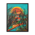 Framed Matte Canvas – Vibrant Abstract Sunset Landscape