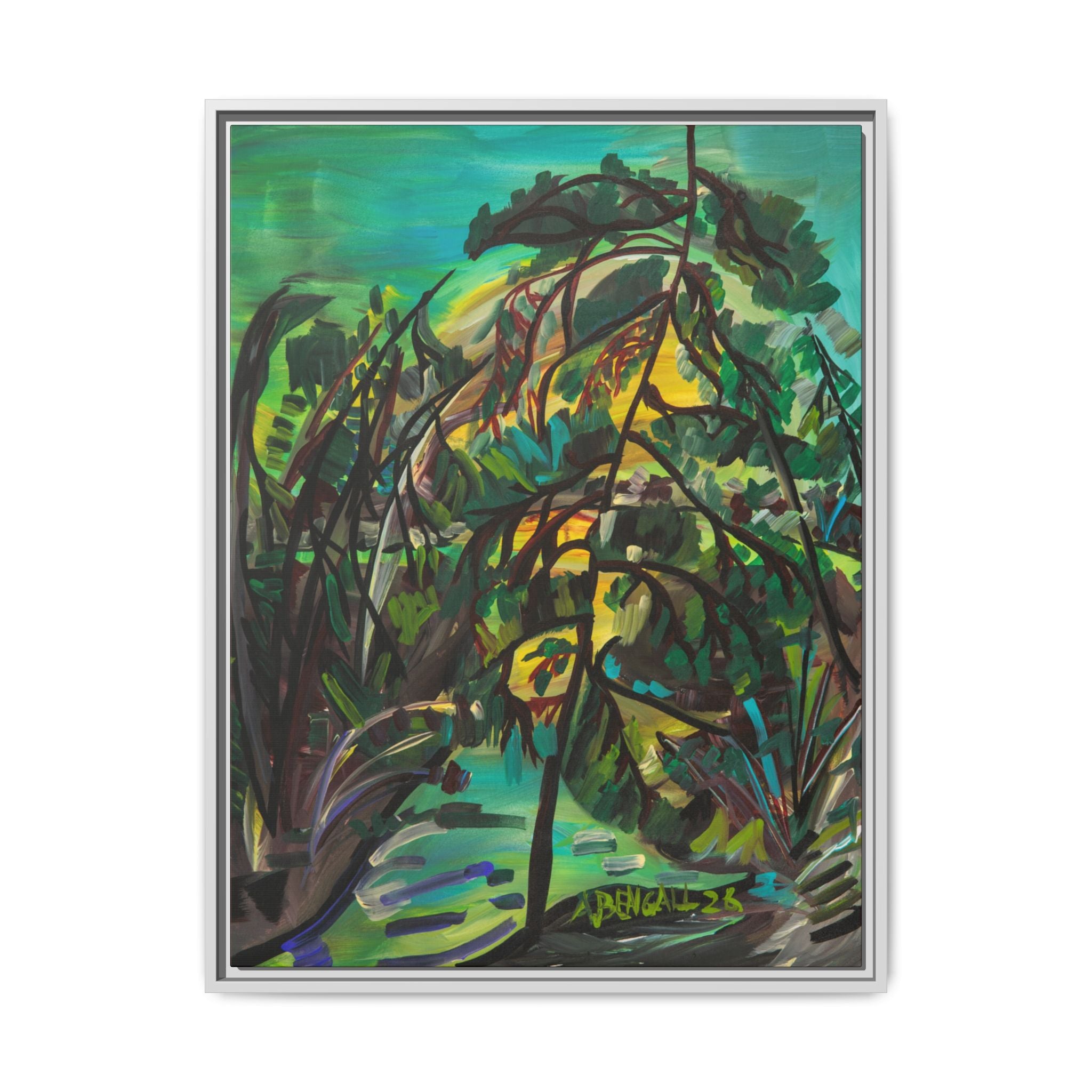 Framed Matte Canvas Print: Group of 7 Inspired Canadian Landscape Abstract Continental Boreal/ Deciduous Foliage Art