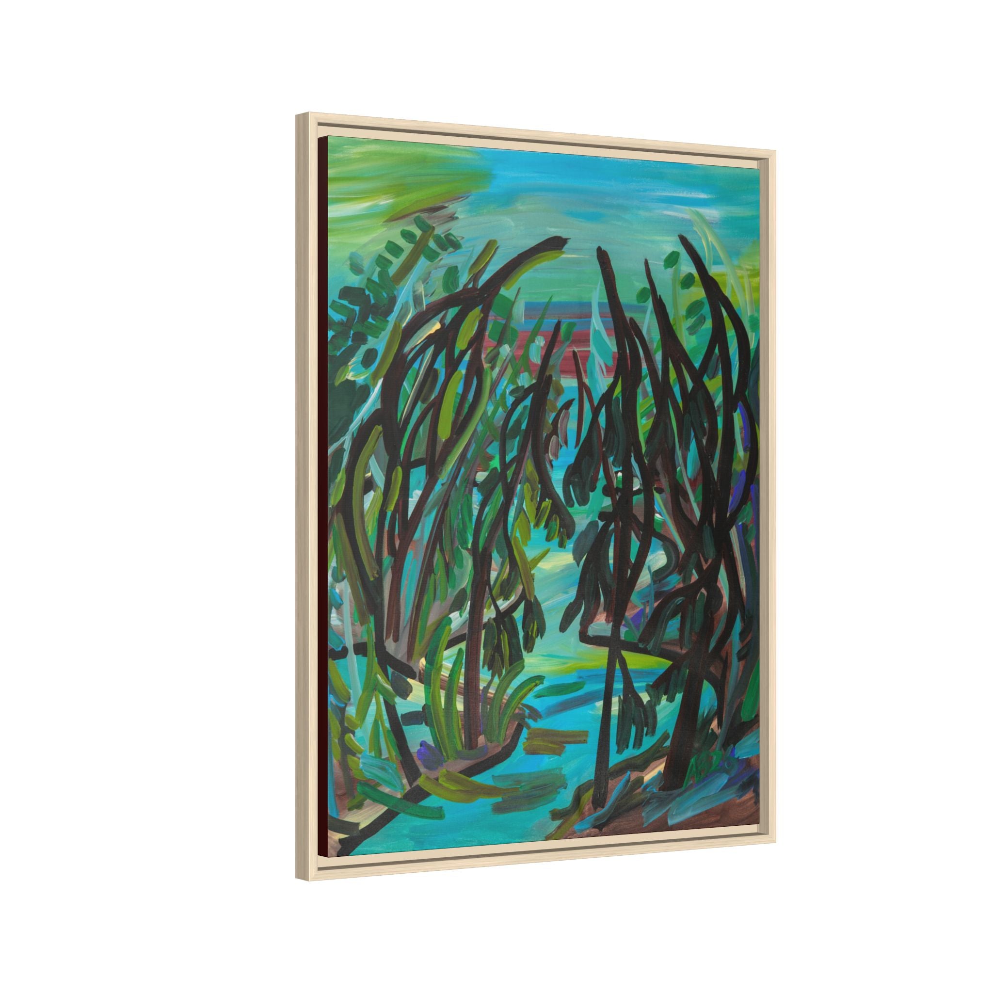 Abstract Forest Path Matte Canvas Framed Wall Art