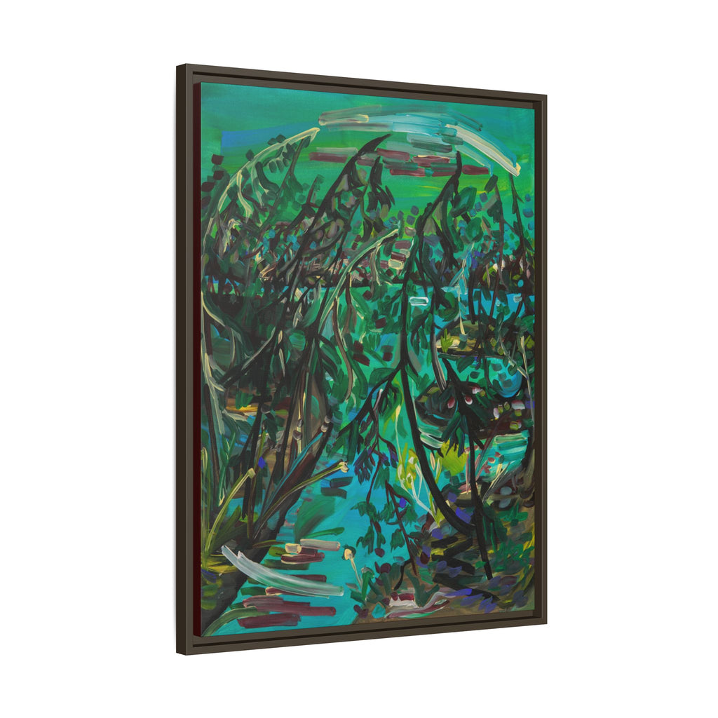 Framed Abstract Green Canvas Print — Lush Botanical Wall Art