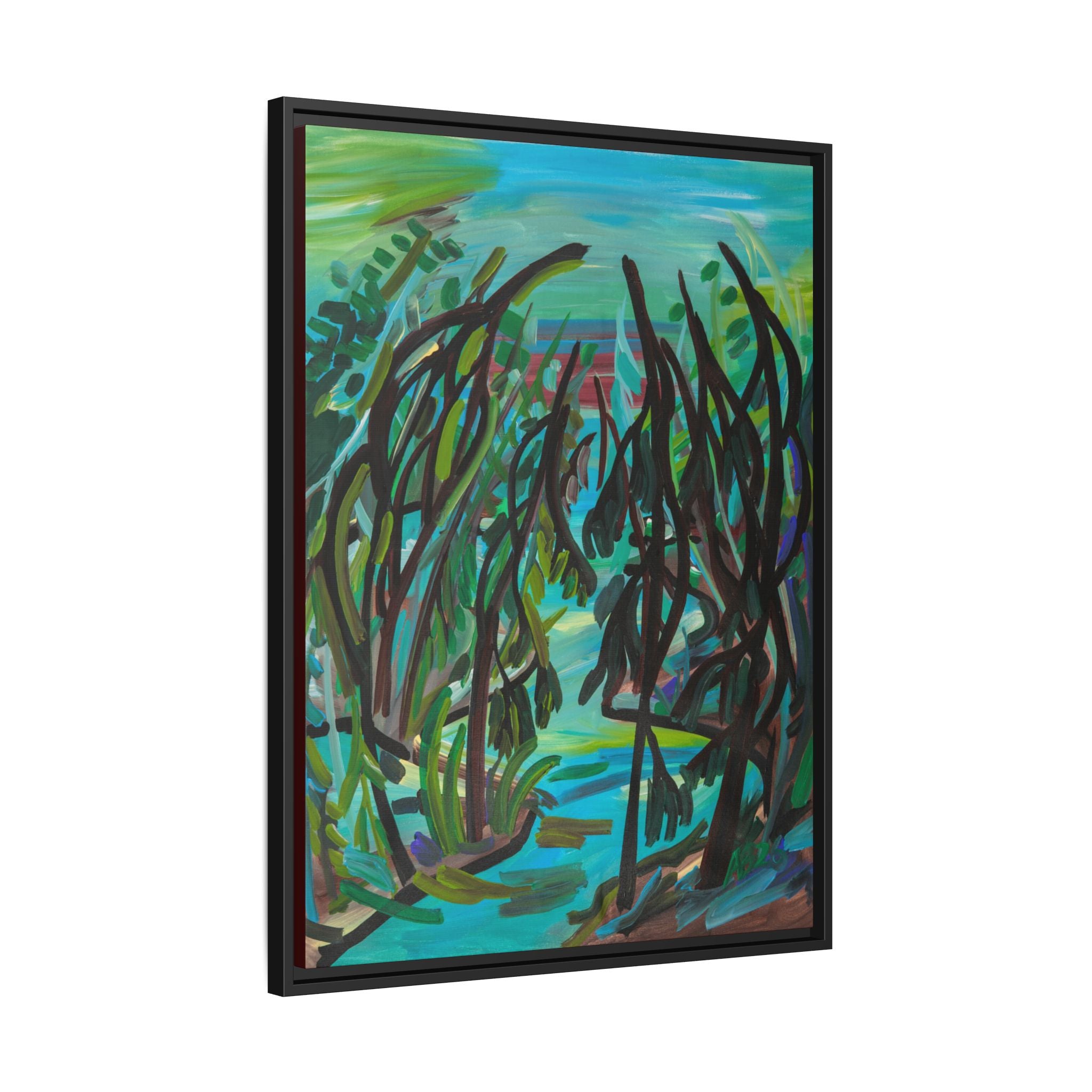 Abstract Forest Path Matte Canvas Framed Wall Art