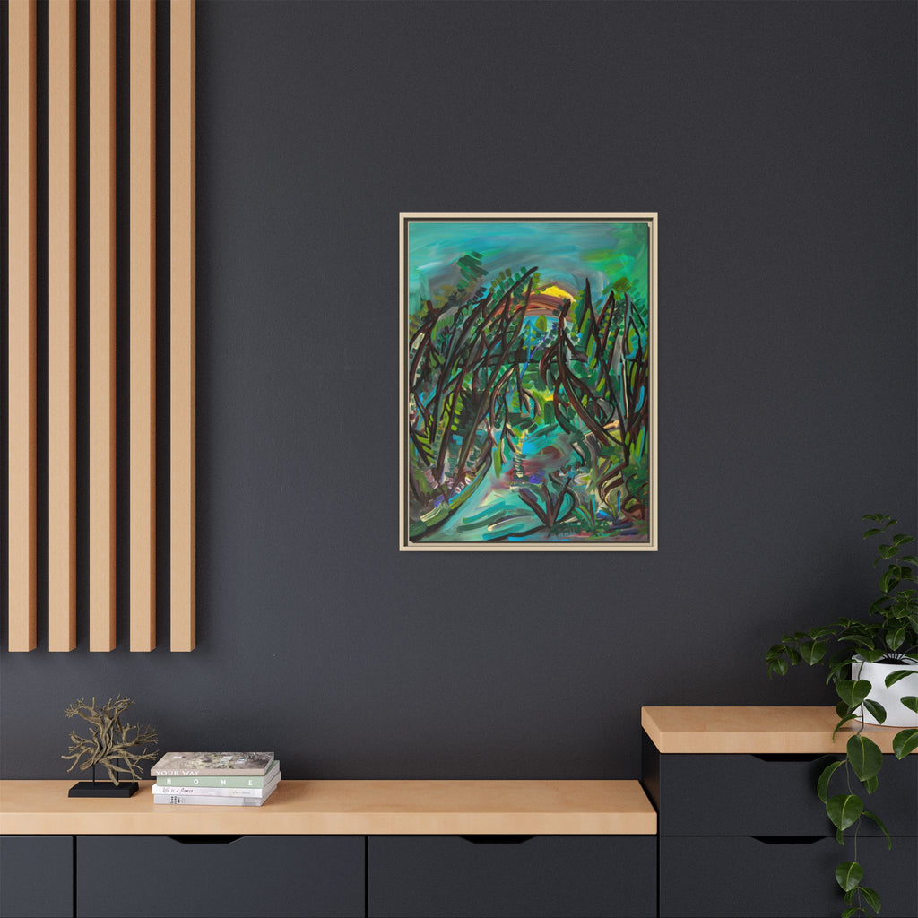 Framed Matte Canvas Art - Abstract Tropical Pathway (Multi-Color)
