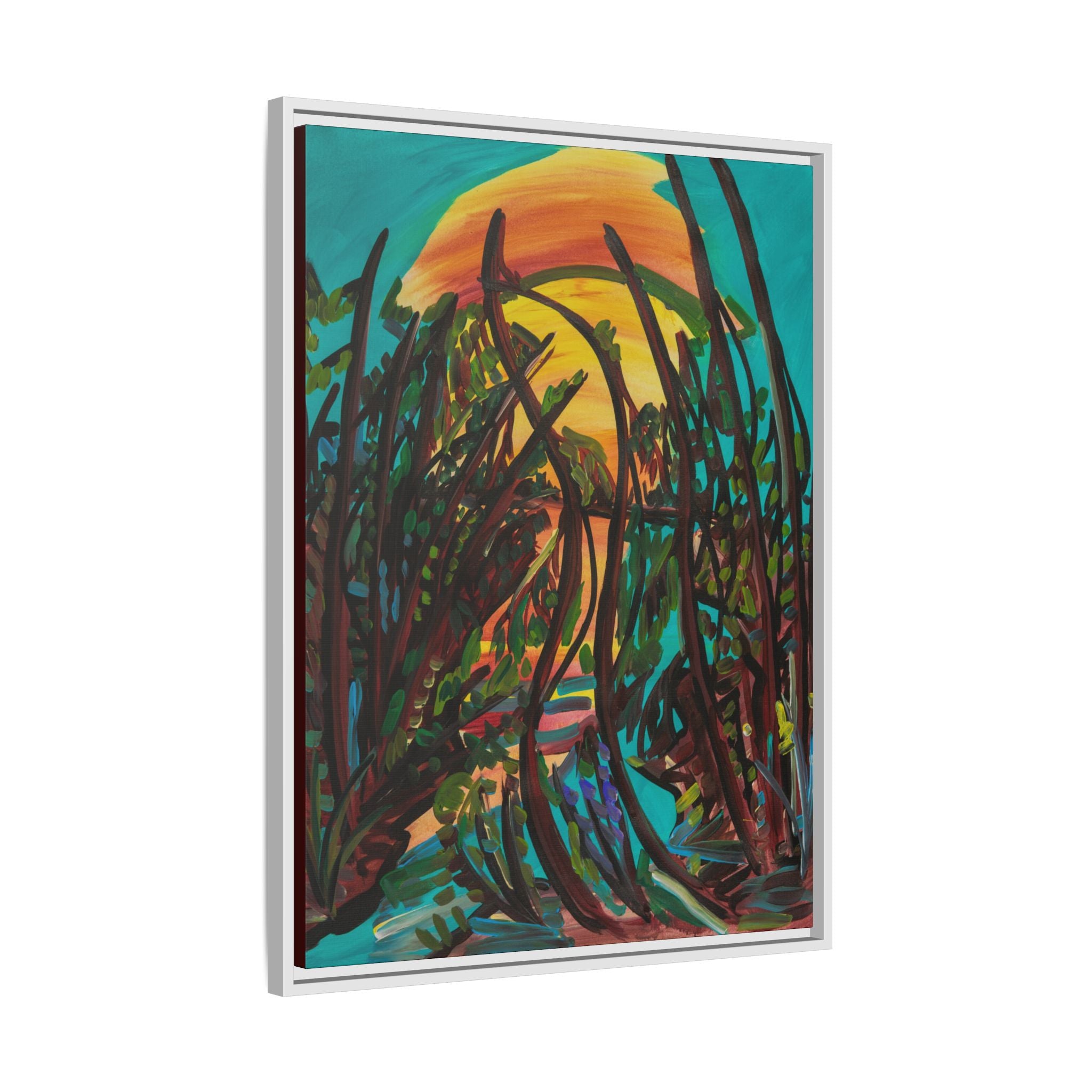 Sunset Marsh Framed Canvas Print