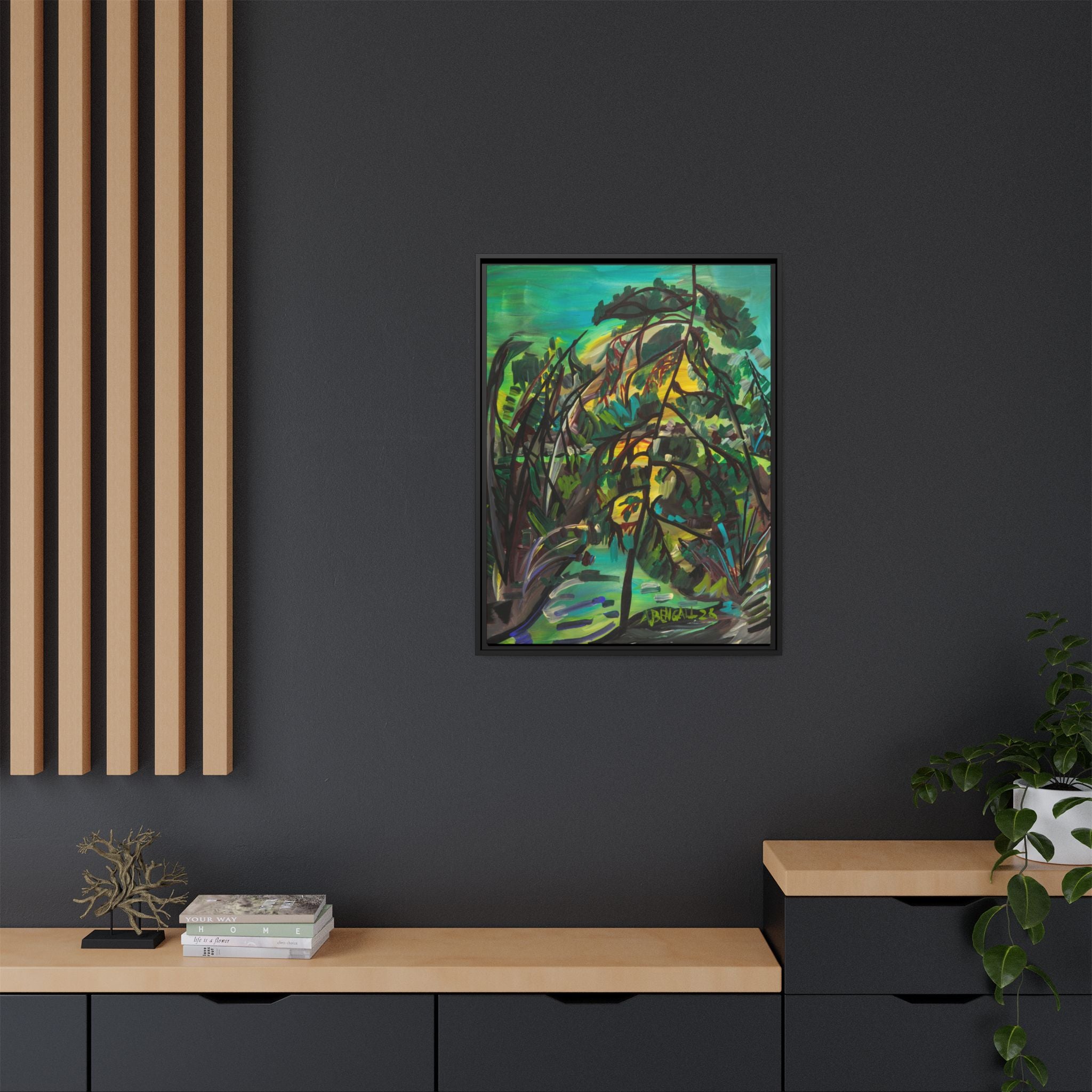 Framed Matte Canvas Print: Group of 7 Inspired Canadian Landscape Abstract Continental Boreal/ Deciduous Foliage Art