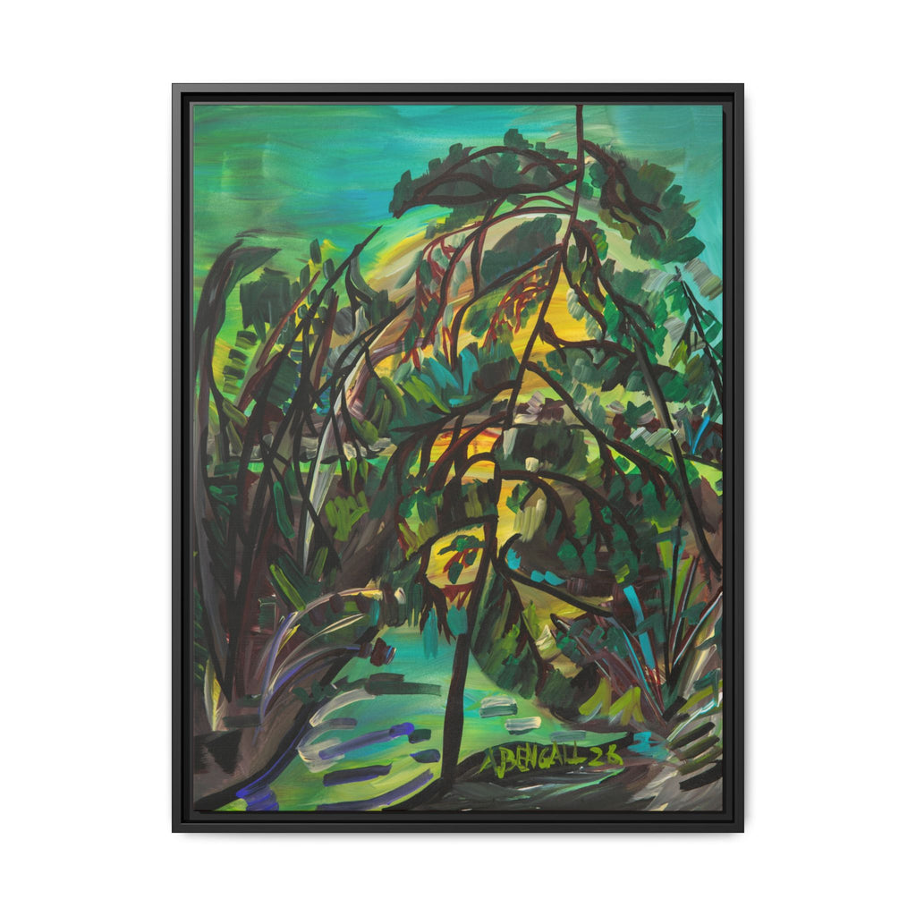 Framed Matte Canvas Print: Group of 7 Inspired Canadian Landscape Abstract Continental Boreal/ Deciduous Foliage Art