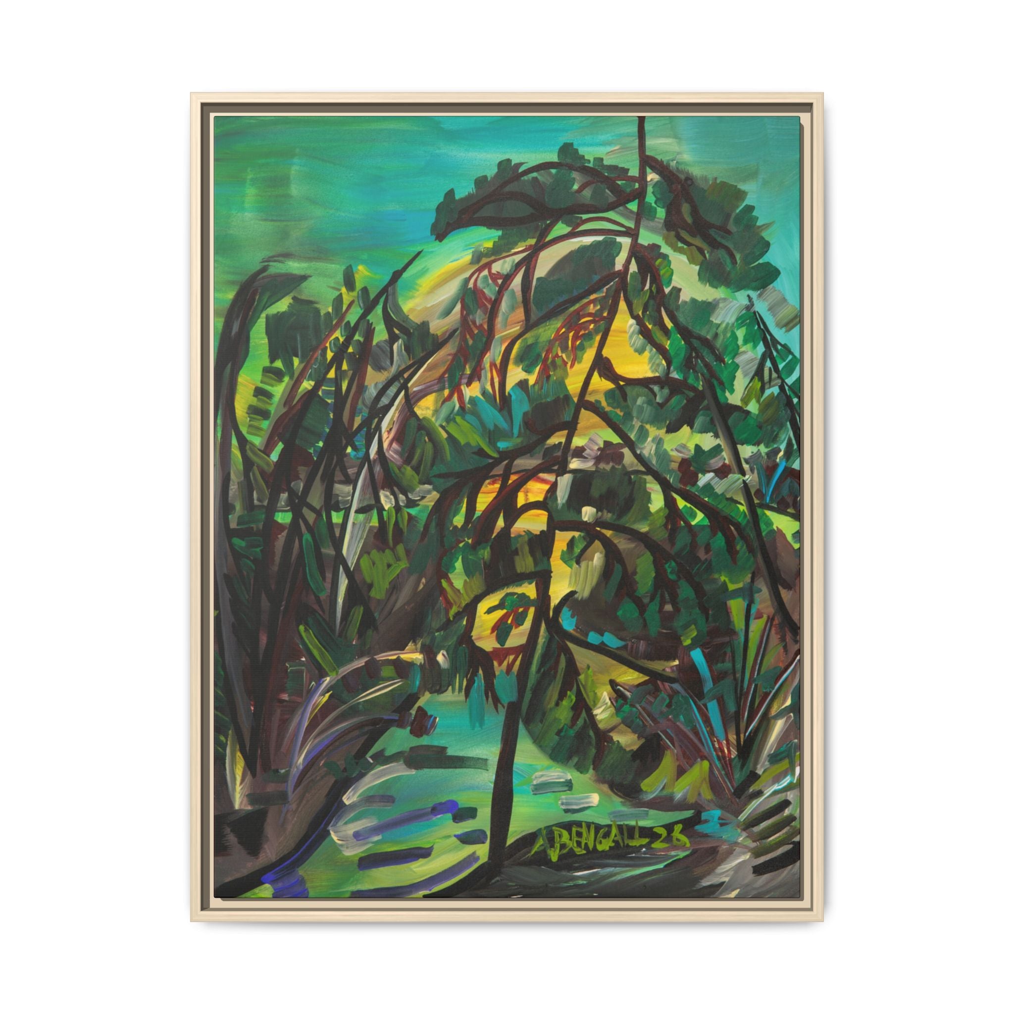 Framed Matte Canvas Print: Group of 7 Inspired Canadian Landscape Abstract Continental Boreal/ Deciduous Foliage Art