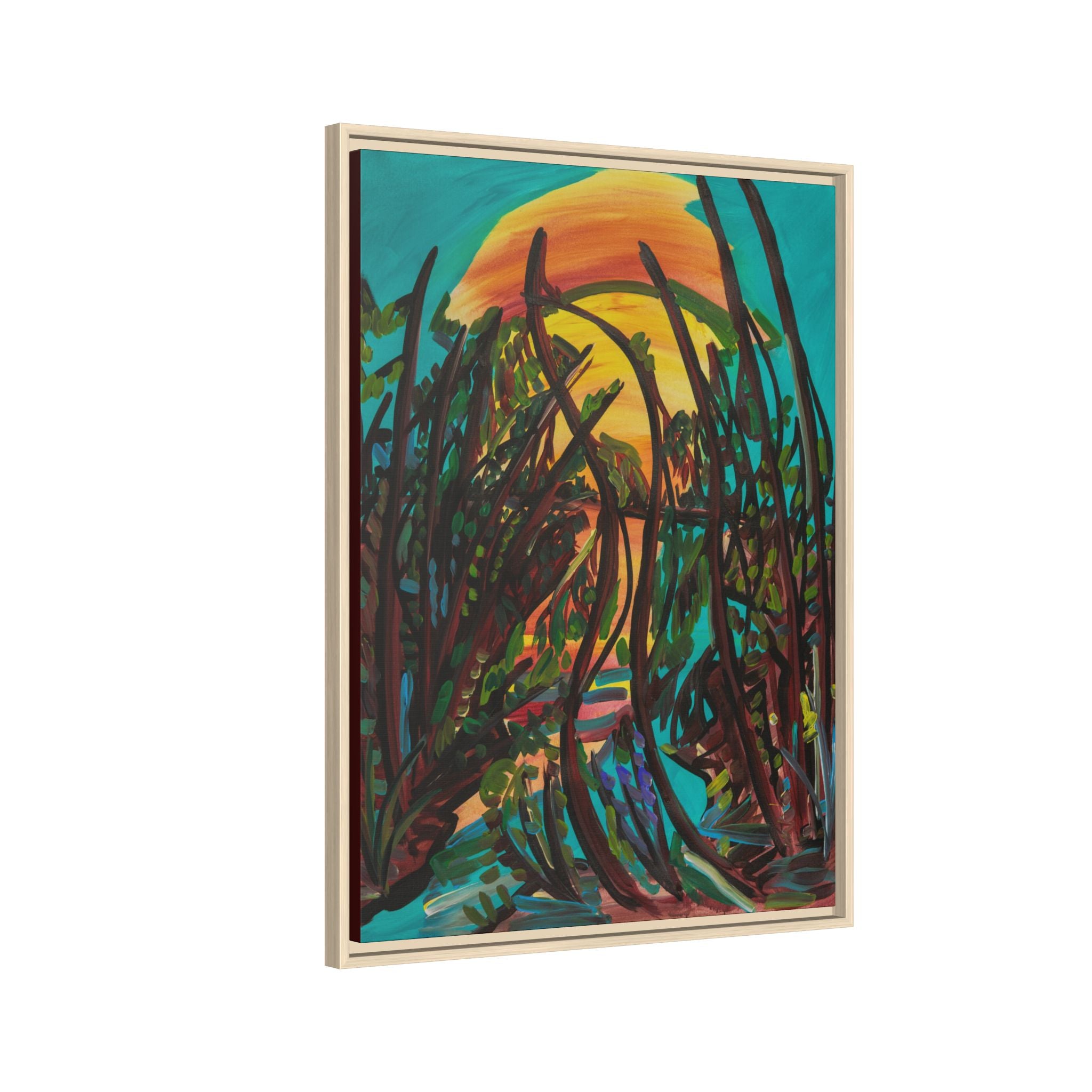 Sunset Marsh Framed Canvas Print